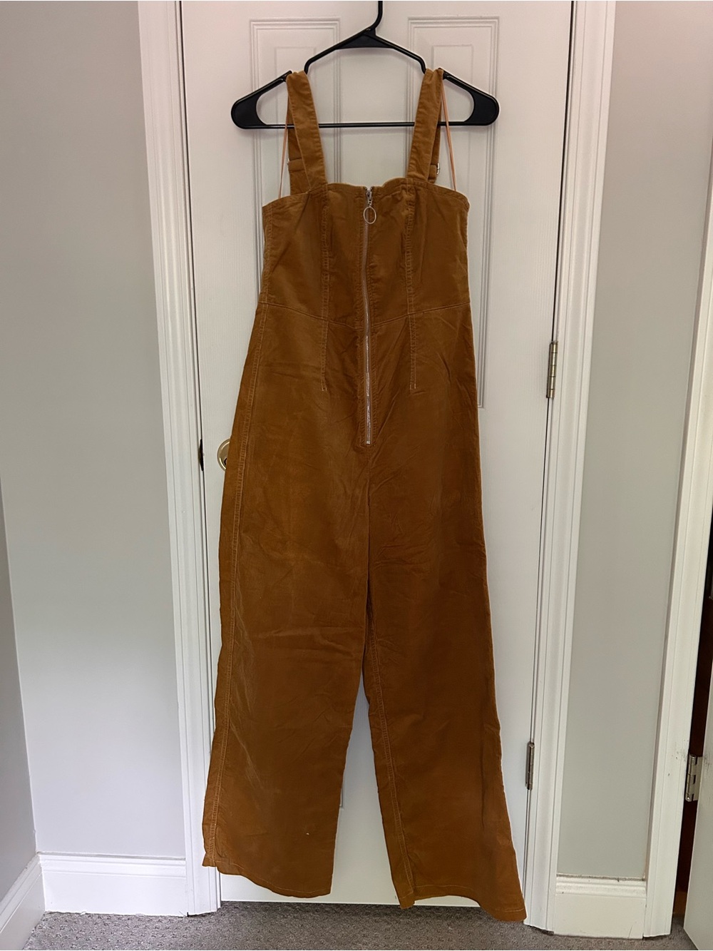Skylar + Madison Brown Corduroy Wide-Leg Overalls with Front Zip